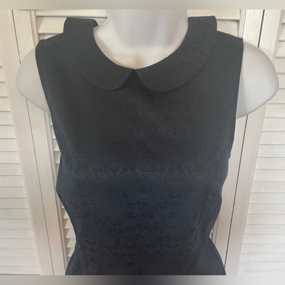 J.Crew Navy Peter Pan Collar Peplum Sleeveless Top Blouse Size 4 - Picture 4 of 9